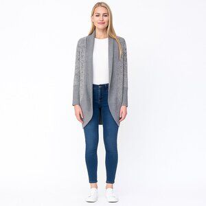 2/$24 Olivia Rae Shawl Neck Open Cardigan Heather Gray Medium #A0382 TRB2